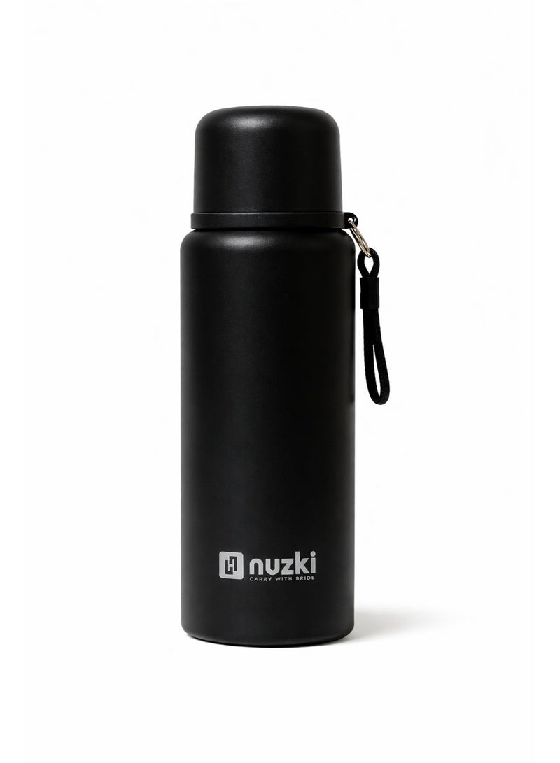 Nuzki  Stainless Steel Vacuum Insulated Water Bottle – Hot & Cold Thermos Flask with Cup Lid, Leakproof Travel Bottle, BPA-Free, Durable Steel Bottle for School, Office, Gym & Outdoor Use - Image 1